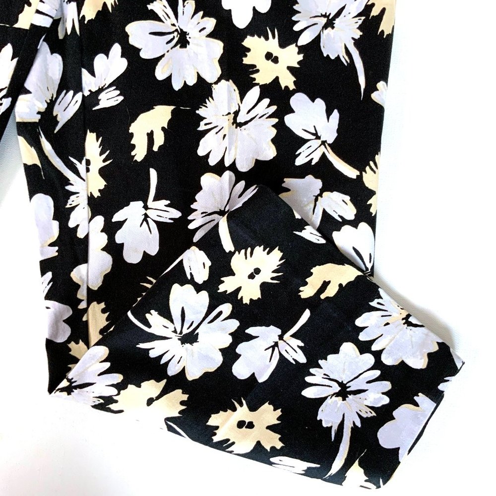 New Saks Fifth Avenue Sport Black Floral Stretch Cotton Cropped Pants Sz 14 - Picture 7 of 16